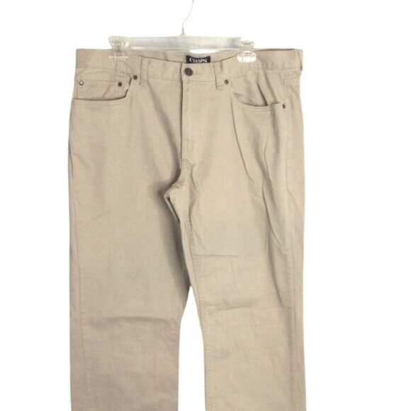 Chaps 36x34 Twill Pants Mens Hudson Tan 5 Pocket 100% Cotton Sri Lanka - Picture 2 of 15